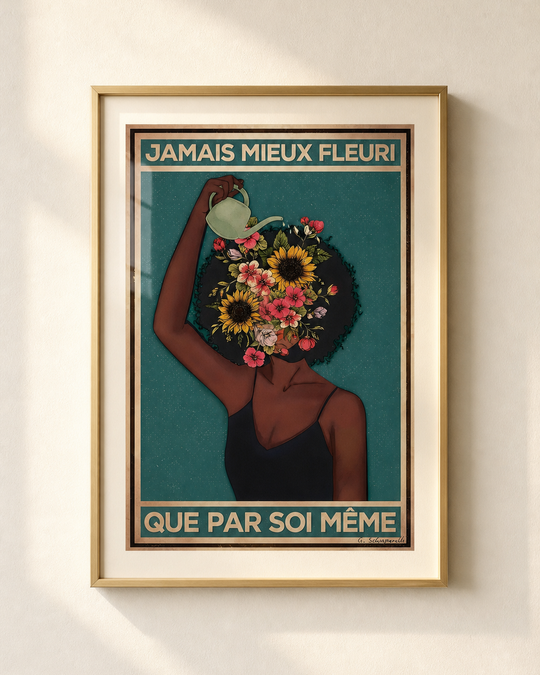 Mockup de la toile « Jamais mieux fleuri que par soi-même » — aperçu test