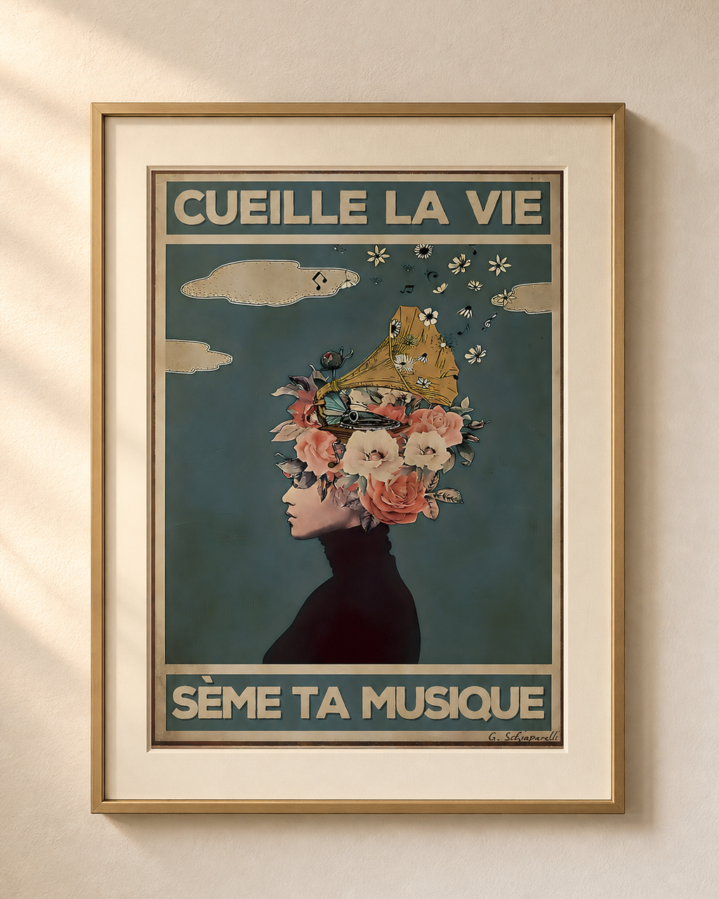 Mockup de la toile « Cueille la vie, sème ta musique » — aperçu test