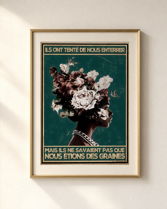 Mockup de la toile « Ils ont tenté de nous enterrer, mais ils ne savaient pas que nous étions des graines » — aperçu test