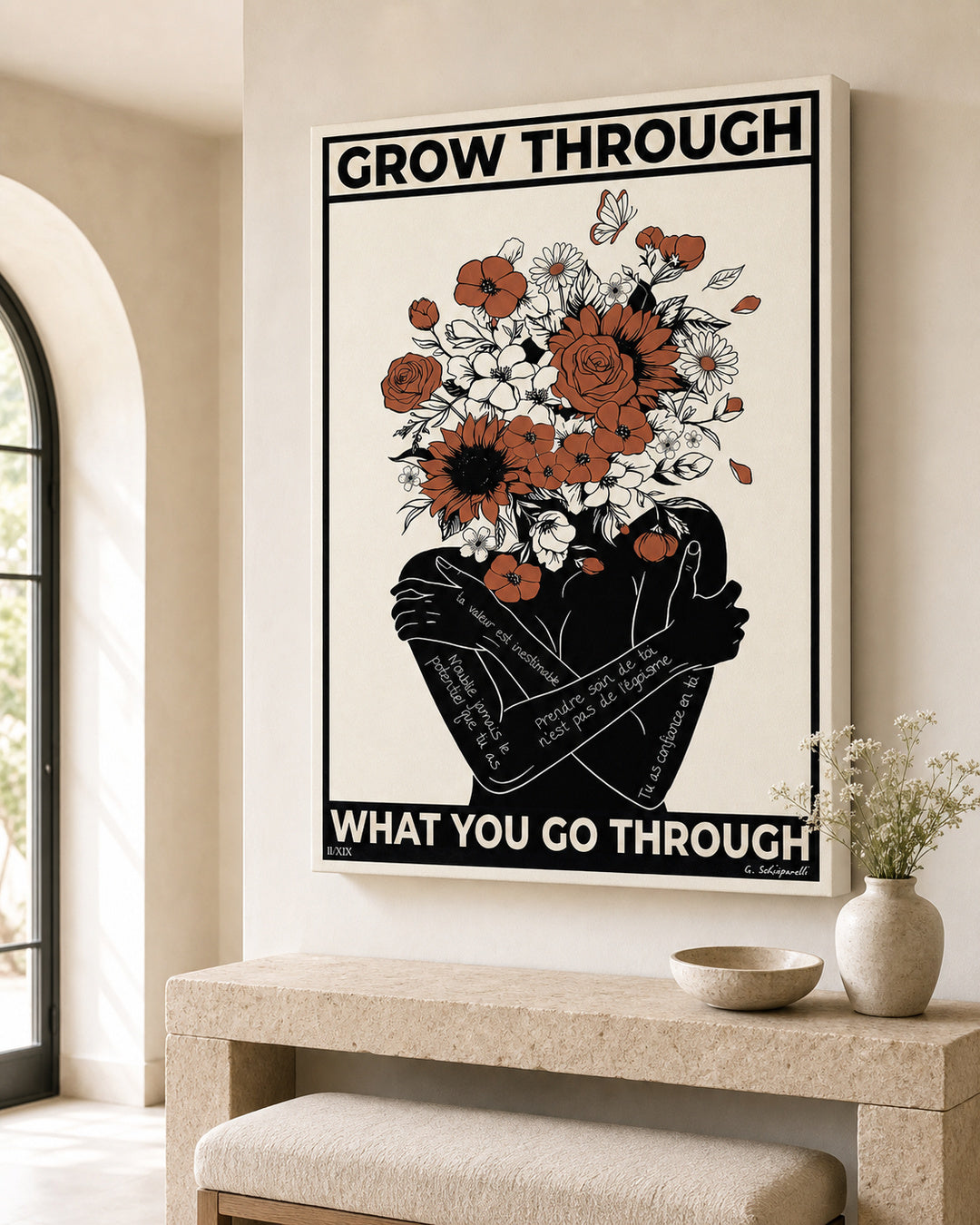 Interior styling with the “Grow through what you go through” canvas