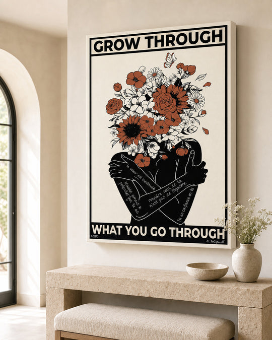 Interior styling with the “Grow through what you go through” canvas