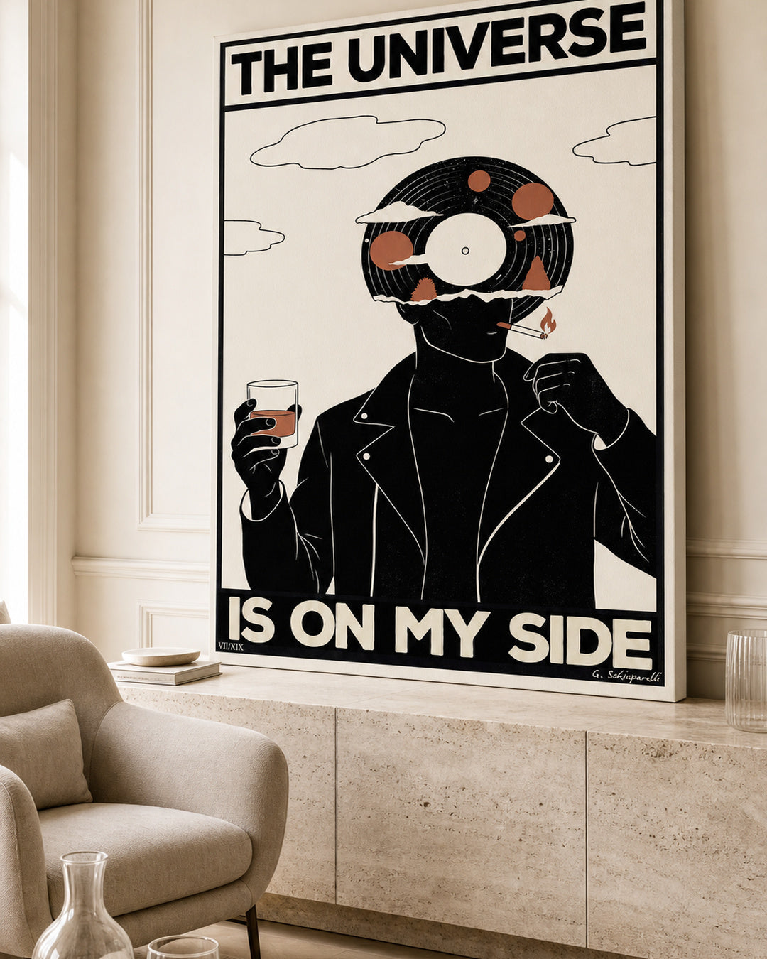 Interior styling with the “The universe is on my side — 02” canvas