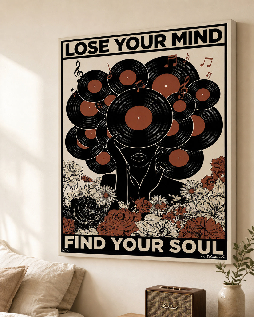 Interior styling with the “Lose your mind, find your soul” canvas