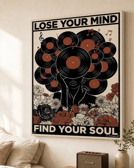 Interior styling with the “Lose your mind, find your soul” canvas