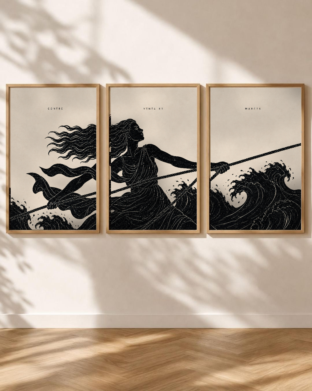 Triptyque — Contre vents et marées — triptyque monté au mur