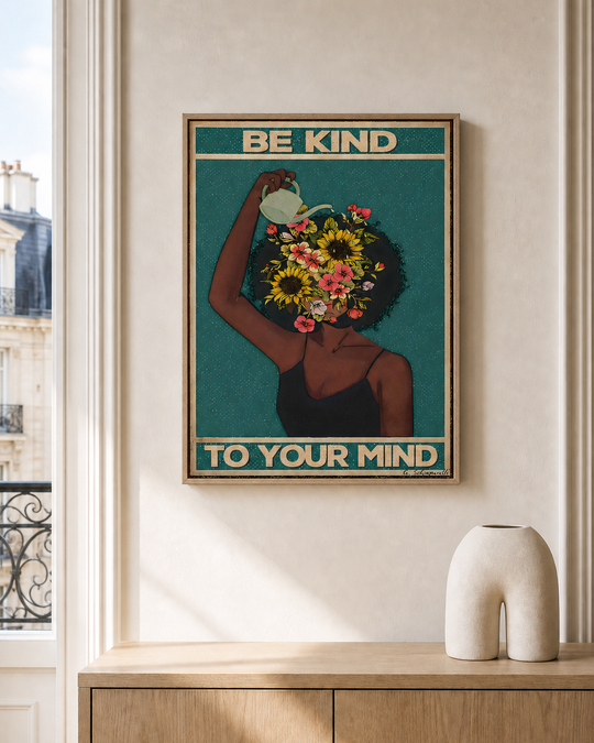 “Be kind to your mind” — cotton-linen canvas, lifestyle A