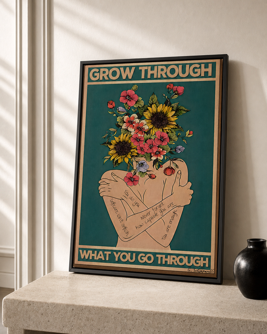 “Grow through what you go through” — cotton-linen canvas, lifestyle B