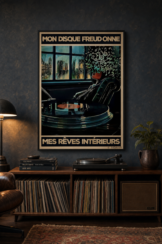 « Mon disque freud-onne mes rêves intérieurs » — Art Print encadré, mise en situation 2