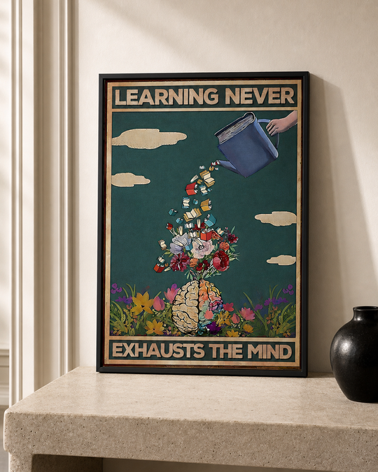 “Learning never exhausts the mind” — cotton-linen canvas, lifestyle B