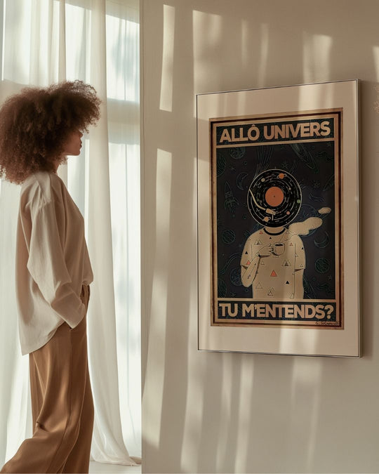 « Allô Univers, tu m'entends? » — échelle de l’œuvre dans un intérieur / artwork scale in a home