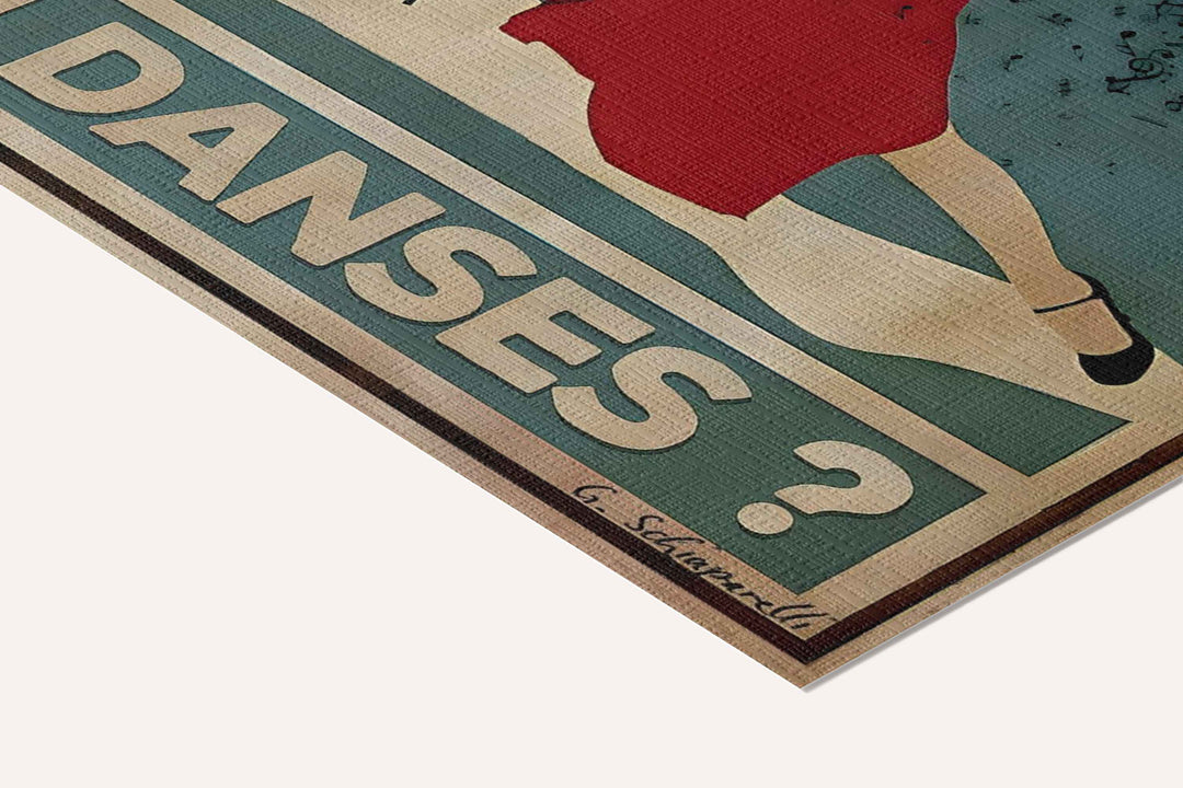 « Le monde est une piste, tu danses? » — toile texturée, détail du coin inférieur droit